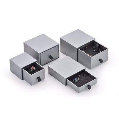 Grey Square Small Cardboard Jewelry Gift Boxes For Necklaces Pendant Bracelet