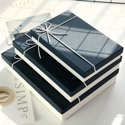 Special Texture Paper Multifunctional Lid And Base Gift Box With Rope Ribbon