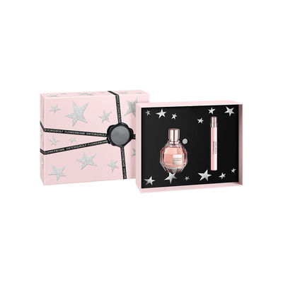 Pink Two Piece Lid Off Perfume Gift Boxes With 2 Cavities Insert