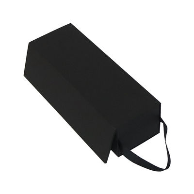 Customizable Snap Closure Folding Gift Boxes With Handle Matt Black