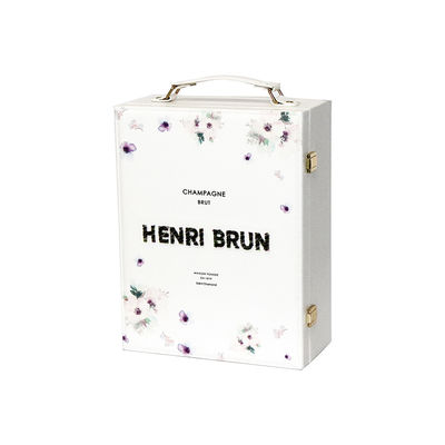 Flocking Lining PU Leather Wine Gift Packaging Boxes , 3 Bottle Wine Box With Double Clasps