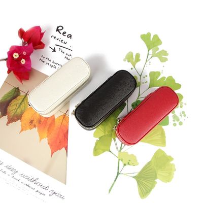 Mini PU Leather Travel Lipstick Case 10*4*3.5cm With Double Zipper Closure