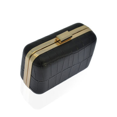 Comfortable Touch Elegant Black Evening Bag Crocodile Pattern PU Leather