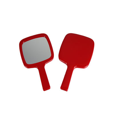 Red Faux Leather Travel Makeup Mirror Handheld For Grooming Shaving