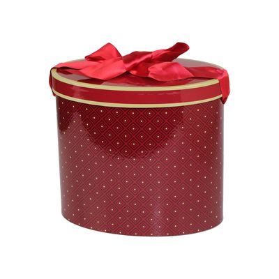 Geometric Patterns Oval Shaped Cardboard Paper Box With Gold Rim