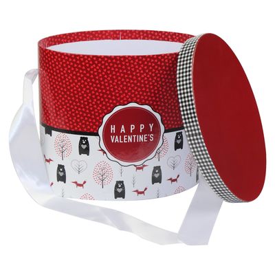 Happy Valentine'S Two Piece Lid Off Rigid Paper Gift Box With Ribbon