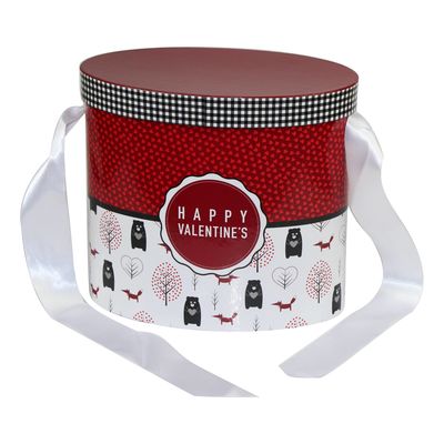 Happy Valentine'S Two Piece Lid Off Rigid Paper Gift Box With Ribbon