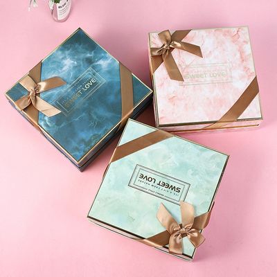 Three Colors Square Rigid Shoulder Box Packaging For Surprise Gift