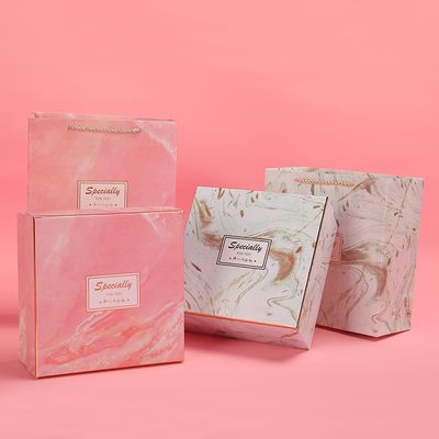 Custom Logo Marble Printing Birthday Gift Box With Paper Bag handmade Rigid Boxes