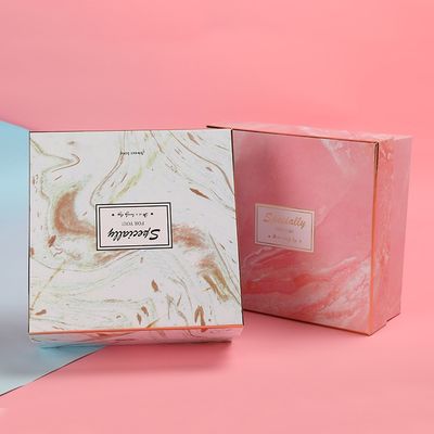 Custom Logo Marble Printing Birthday Gift Box With Paper Bag handmade Rigid Boxes