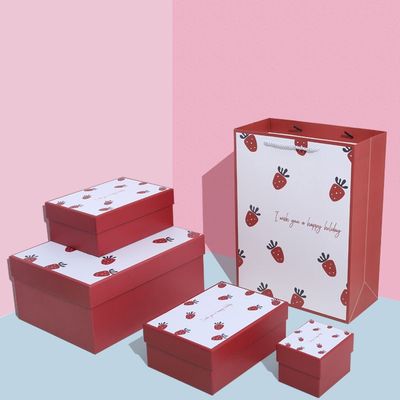 Strawberry Pattern Lipstick Luxury Gift Box Packaging For Valentines Day