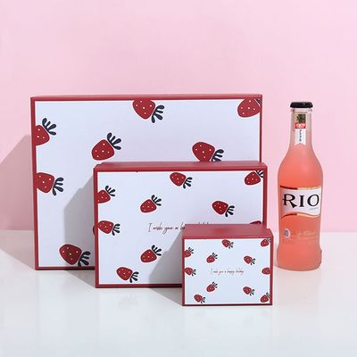 Strawberry Pattern Lipstick Luxury Gift Box Packaging For Valentines Day