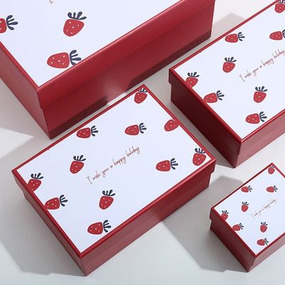 Strawberry Pattern Lipstick Luxury Gift Box Packaging For Valentines Day