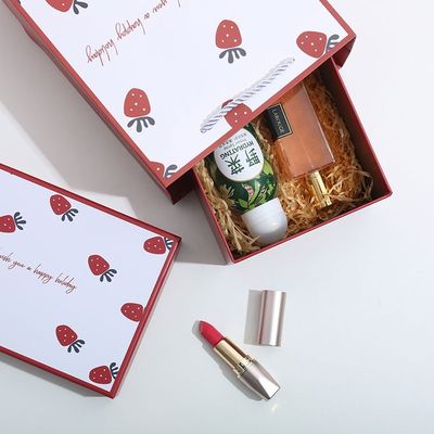 Strawberry Pattern Lipstick Luxury Gift Box Packaging For Valentines Day