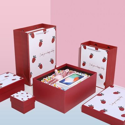 Strawberry Pattern Lipstick Luxury Gift Box Packaging For Valentines Day