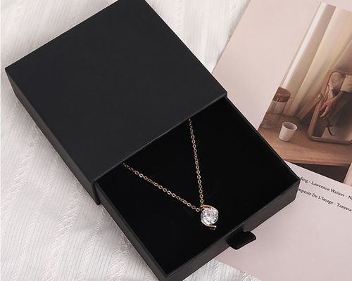 Black Paper Jewelry Box With Drawers Cardboard Ring Necklace Box Packaging