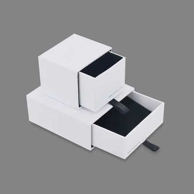 Ring Packaging White Jewelry Box With Drawers Grey / Black Velvet Lining