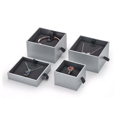 Grey Square Small Cardboard Jewelry Gift Boxes For Necklaces Pendant Bracelet
