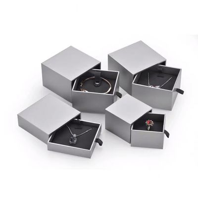 Grey Square Small Cardboard Jewelry Gift Boxes For Necklaces Pendant Bracelet