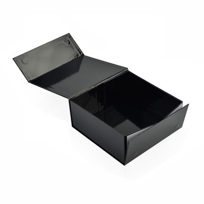 CMYK Color Handmade Collapsible Magnetic Gift Boxes Glossy Black 20.5*20.5*9cm