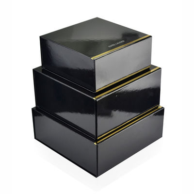 CMYK Color Handmade Collapsible Magnetic Gift Boxes Glossy Black 20.5*20.5*9cm