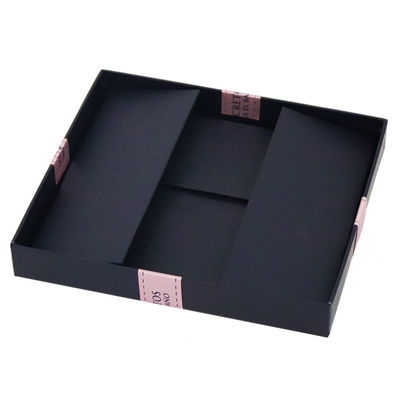 Navy Blue Collapsible Rigid Paper Gift Box 24*20*10cm With Ribbon Decor