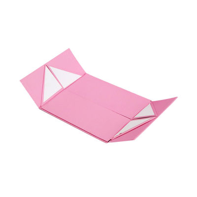 ISO9001 Matte Lamination Pink Flat Packed Gift Box With Bow Ornament 20*18*7.7cm