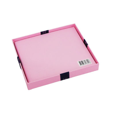 ISO9001 Matte Lamination Pink Flat Packed Gift Box With Bow Ornament 20*18*7.7cm