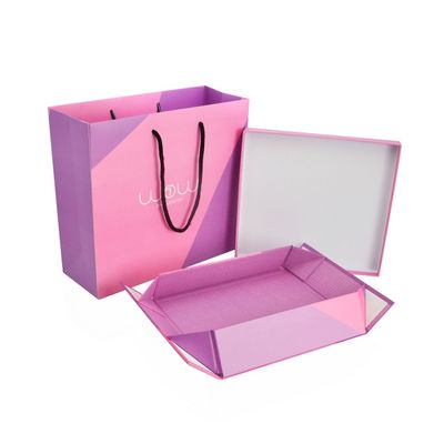 Bespoke Logo CMYK Color Rigid Paper Gift Box , Apparel Packaging Box With Matching Paper Bag