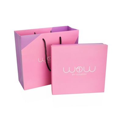 Bespoke Logo CMYK Color Rigid Paper Gift Box , Apparel Packaging Box With Matching Paper Bag