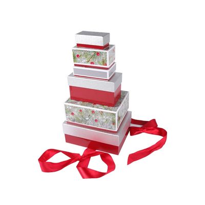 Set Of 6 Assorted Sizes Christmas Nesting Gift Boxes With ISO9001