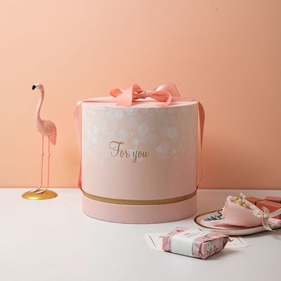Dia 20cm Height 19cm Cylindrical Paper Box Gold Foil Hot Stamping