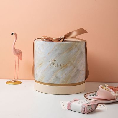 Dia 20cm Height 19cm Cylindrical Paper Box Gold Foil Hot Stamping