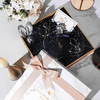 21*21*9cm Marble Texture Rigid Paper Gift Box , Lift Off Lid Box For Wedding Favor