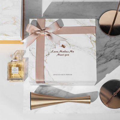 21*21*9cm Marble Texture Rigid Paper Gift Box , Lift Off Lid Box For Wedding Favor