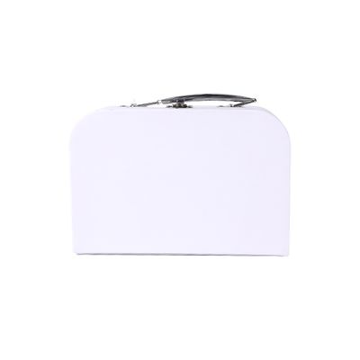 Customizable Solid White Rigid Paper Gift Box With Metal Handle And Clasp