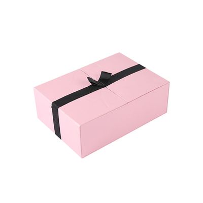 Magnetic Pink OEM Customize Print Cosmetic Paper Box , Double Door Gift Box 4 Piece