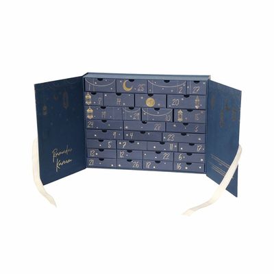 30 Drawers Navy Blue Surprise Gift Box , Beauty Advent Calendar With Ribbon