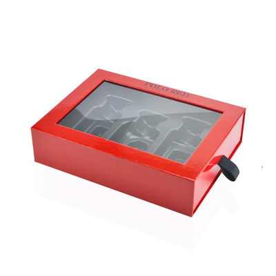 20*15*5cm Red Perfume Gift Boxes Black Stamping Logo With Black Ribbon