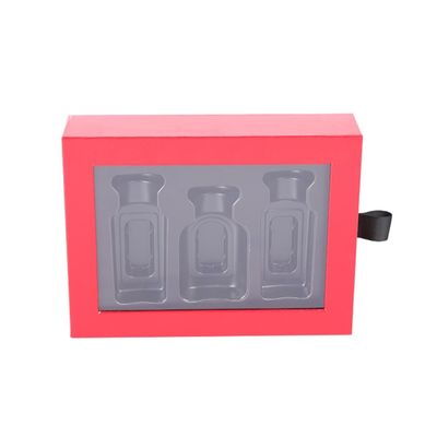 20*15*5cm Matt Lamination Slide Out Gift Box , Essential Oil Paper Box Red