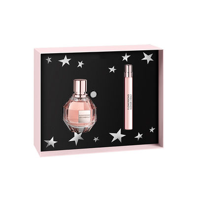 Pink Two Piece Lid Off Perfume Gift Boxes With 2 Cavities Insert