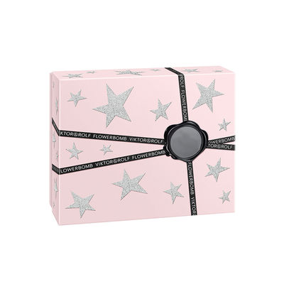 Pink Two Piece Lid Off Perfume Gift Boxes With 2 Cavities Insert