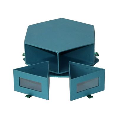 20*17.5*7.7cm Hexagon Chocolate Box , Rotating Gift Box Drawer Style For Confectionery