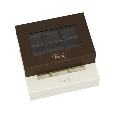 6 Grids Book Shape Window Chocolate Boxes , Window Chocolate Boxes Magnetic Flap