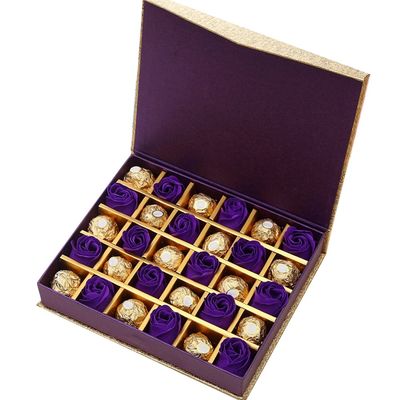 Book Shape Concealed Magnetic empty Chocolate Boxes With Dividers 23.2x19x4.6cm