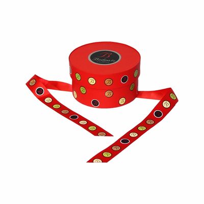 Pantone Color Silk Screen Ribbon Circular Hat Box For Chocolate Hazelnut