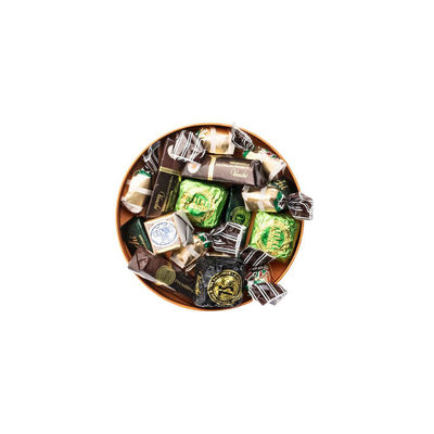 Dia 14cm Christmas Chocolate Packaging , Assorted Chocolate Gift Boxes Ribbon Closure