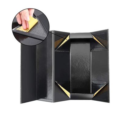 Foldable Embossed Wine Gift Box Packaging , Liquor Bottle Gift Box Cardboard Glossy Black