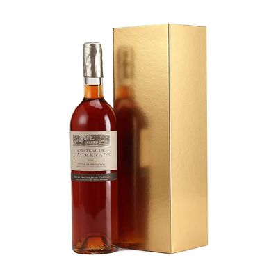 Foldable Sturdy Cardboard Wine Gift Packaging Boxes Shiny Gold With Embossing