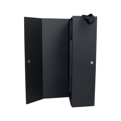 Customizable Snap Closure Folding Gift Boxes With Handle Matt Black